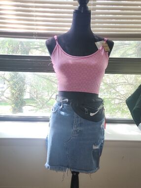 Pink Crop Cami Tank Top - Women